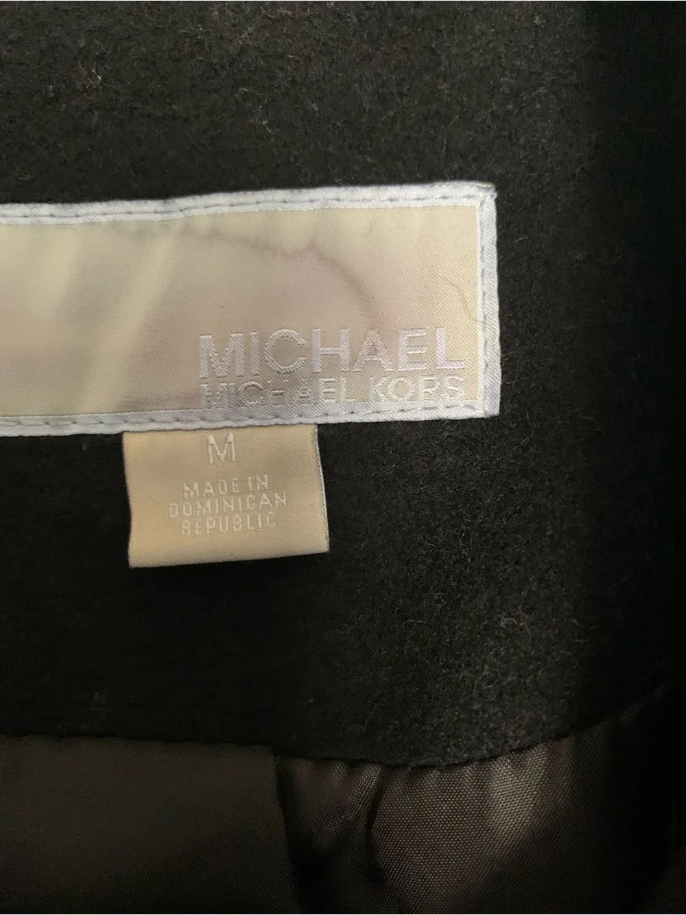 Michael Kors Women’s Black hooded Belted Wool-Blend Coat with gold buttons